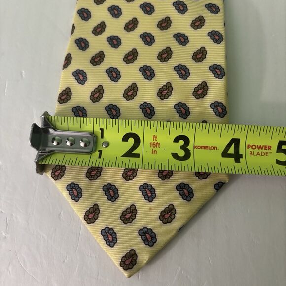 Brooks Brothers Makers Silk Necktie Tie Men's Floral Yellow Green Blue Made USA - Picture 3 of 4